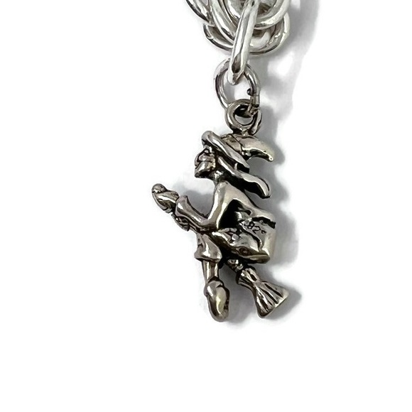 🎃VTG🎃Halloween Sterling Charm Bracelet: Jack O Lantern/Cat/Vampire Fang Charms - Picture 8 of 8